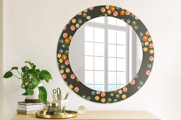 Round printed mirror Flower dots