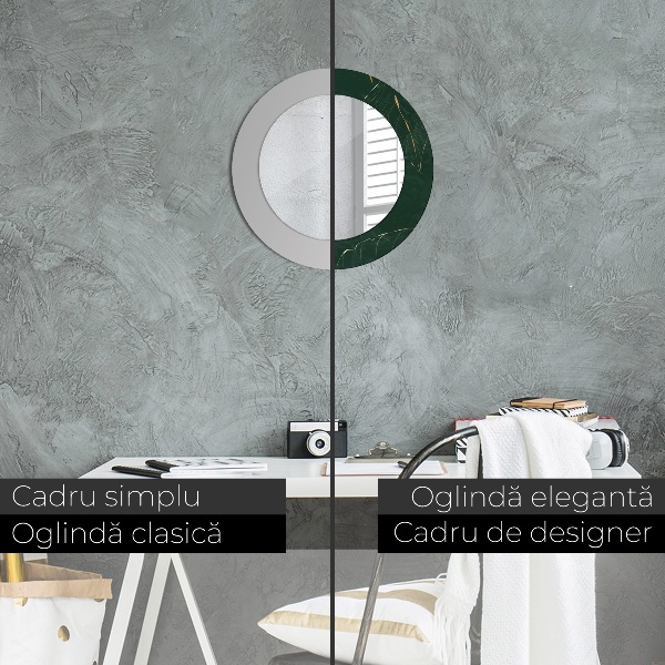 Round printed mirror Delicate golden leaves