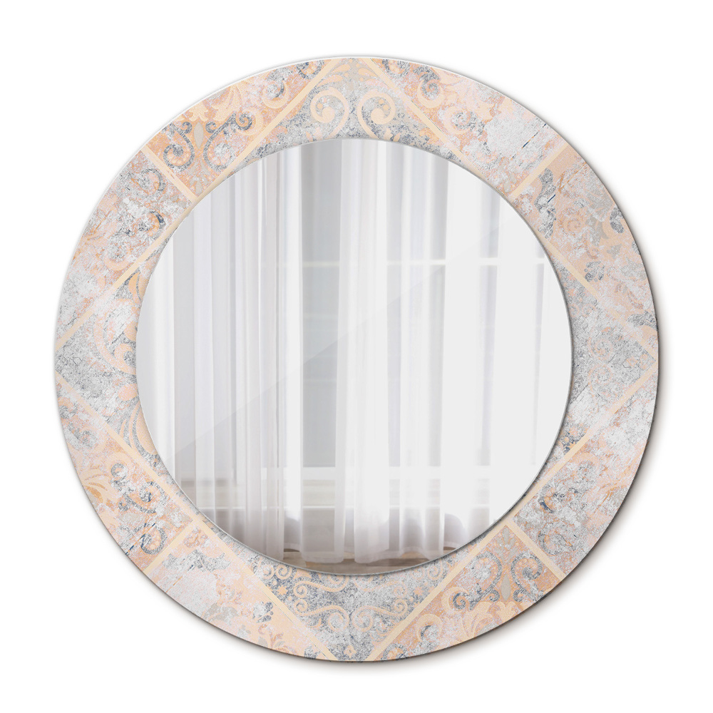 Round mirror frame with print Shabby mosaic