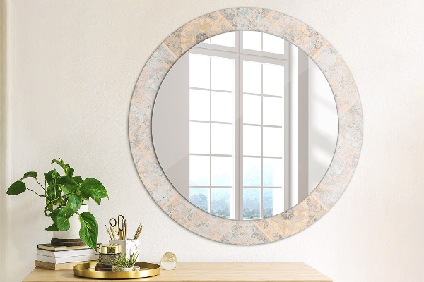 Round mirror frame with print Shabby mosaic