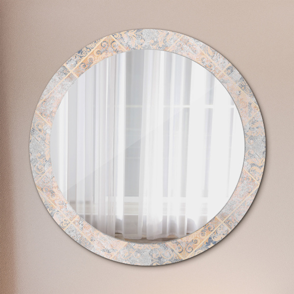 Round mirror frame with print Shabby mosaic