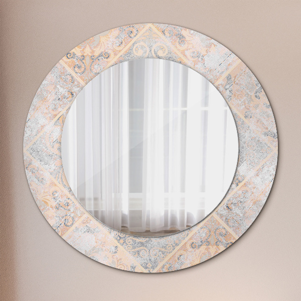 Round mirror frame with print Shabby mosaic
