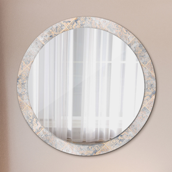 Round mirror frame with print Shabby mosaic