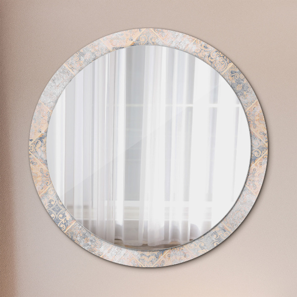 Round mirror frame with print Shabby mosaic