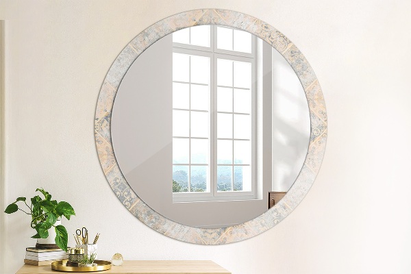 Round mirror frame with print Shabby mosaic