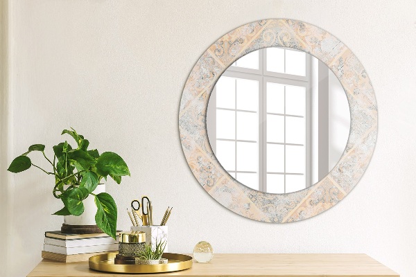 Round mirror frame with print Shabby mosaic