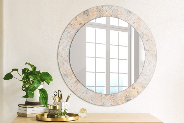 Round mirror frame with print Shabby mosaic