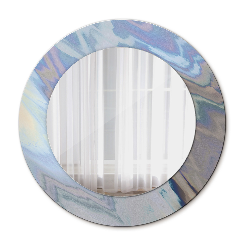 Round mirror frame with print Holographic texture