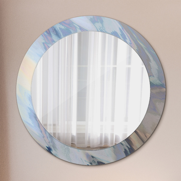 Round mirror frame with print Holographic texture