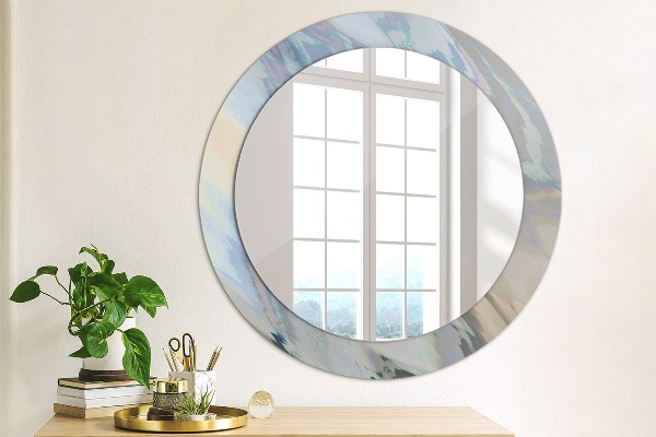 Round mirror frame with print Holographic texture