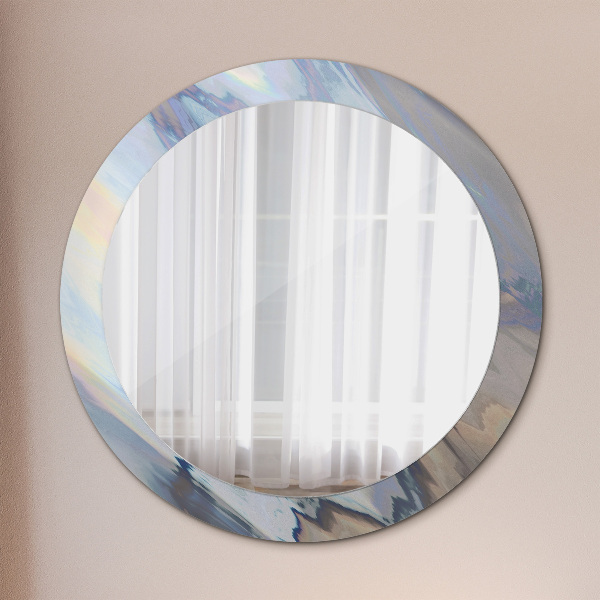 Round mirror frame with print Holographic texture
