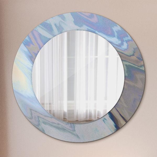 Round mirror frame with print Holographic texture