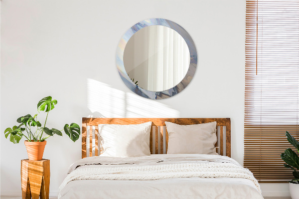 Round mirror frame with print Holographic texture