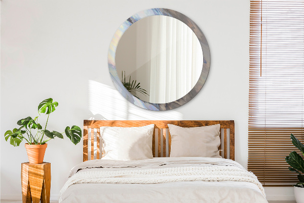 Round mirror frame with print Holographic texture