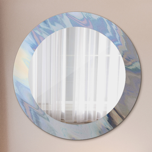 Round mirror frame with print Holographic texture