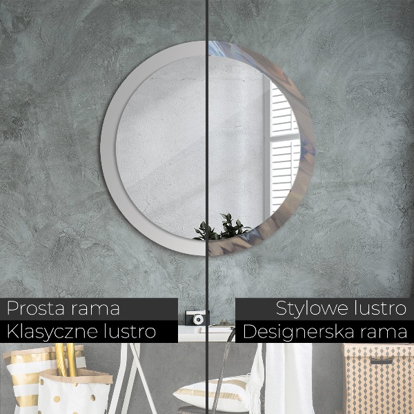 Round mirror frame with print Holographic texture