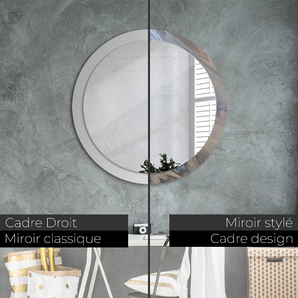 Round mirror frame with print Holographic texture