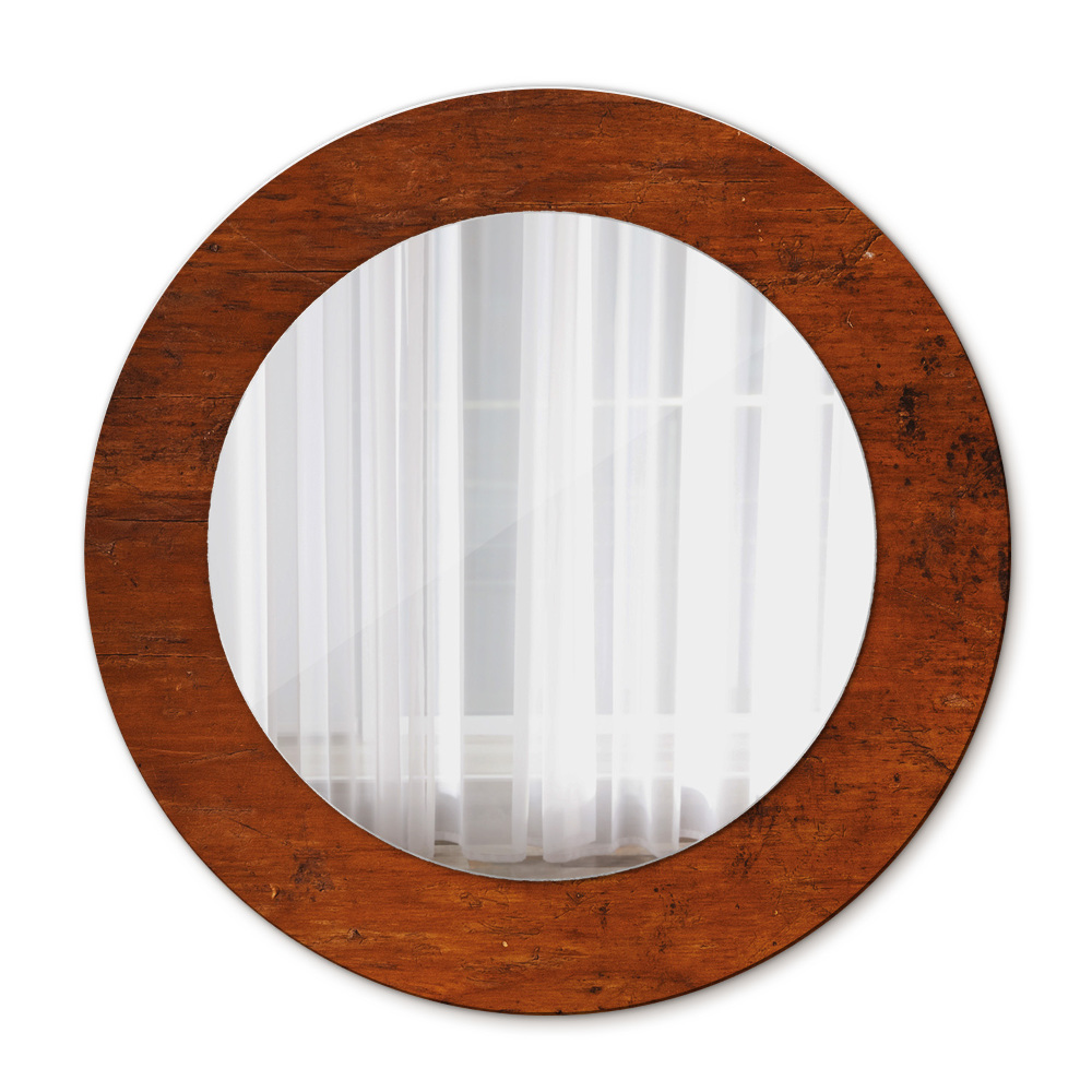 Round wall mirror design Natural wood