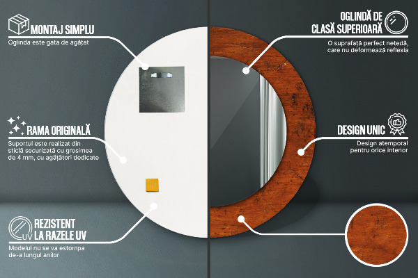 Round wall mirror design Natural wood