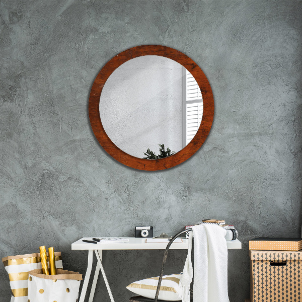 Round wall mirror design Natural wood