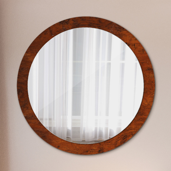Round wall mirror design Natural wood