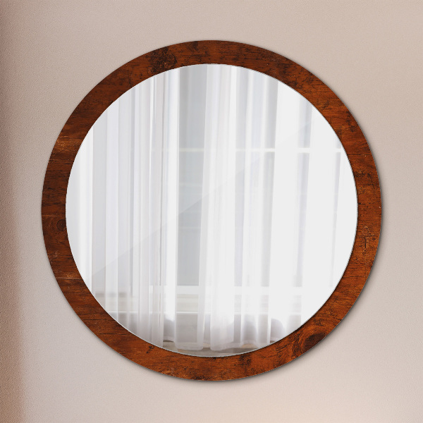 Round wall mirror design Natural wood