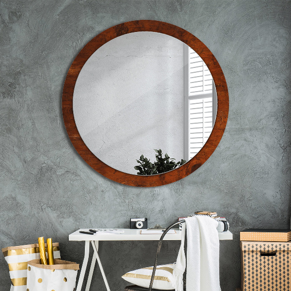 Round wall mirror design Natural wood