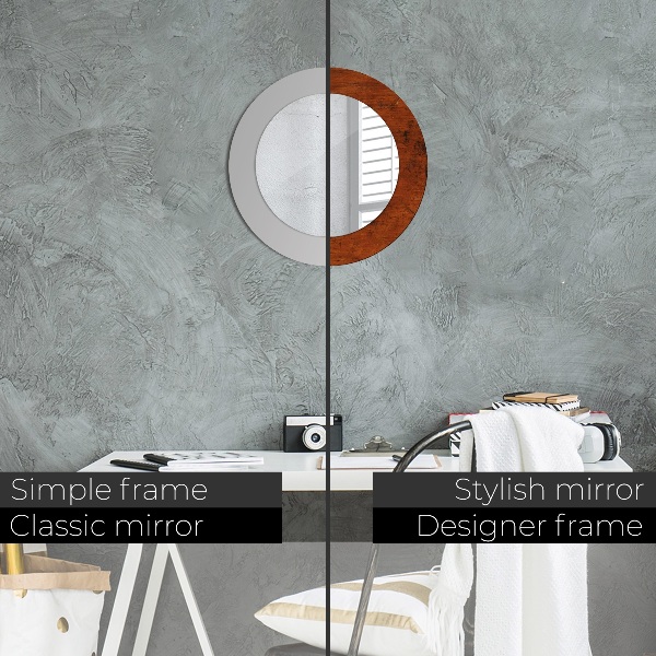 Round wall mirror design Natural wood