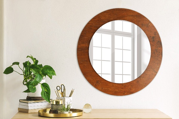 Round wall mirror design Natural wood