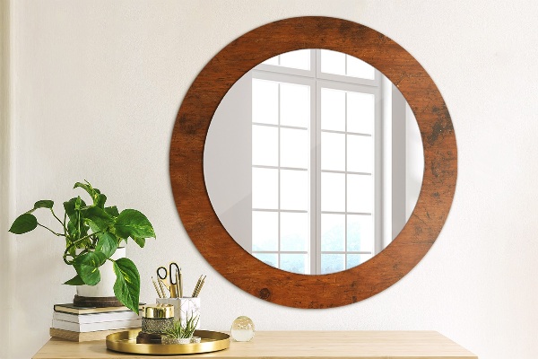 Round wall mirror design Natural wood