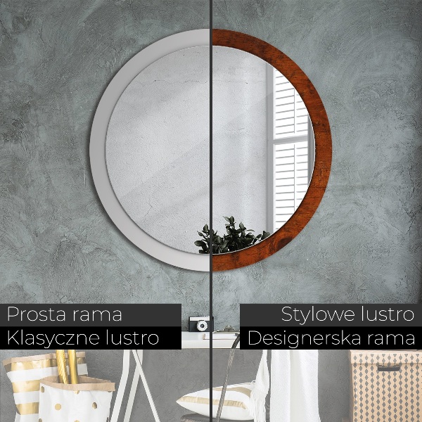 Round wall mirror design Natural wood