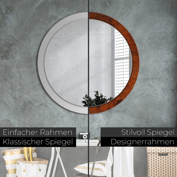 Round wall mirror design Natural wood