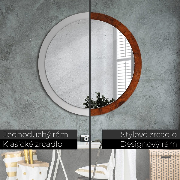 Round wall mirror design Natural wood