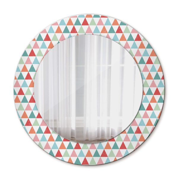 Round mirror frame with print Geometric pattern