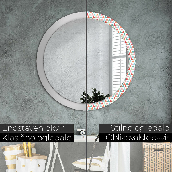 Round mirror frame with print Geometric pattern
