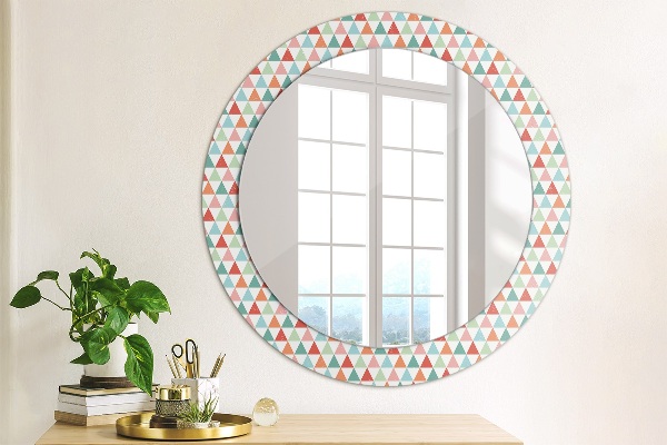 Round mirror frame with print Geometric pattern