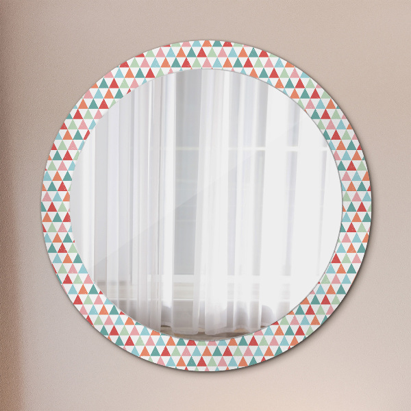 Round mirror frame with print Geometric pattern
