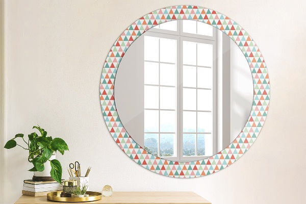 Round mirror frame with print Geometric pattern