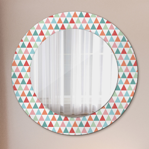Round mirror frame with print Geometric pattern