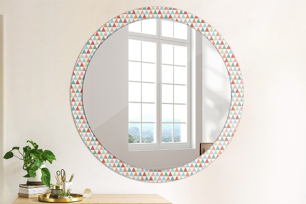 Round mirror frame with print Geometric pattern