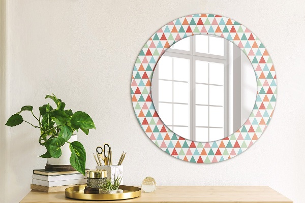 Round mirror frame with print Geometric pattern