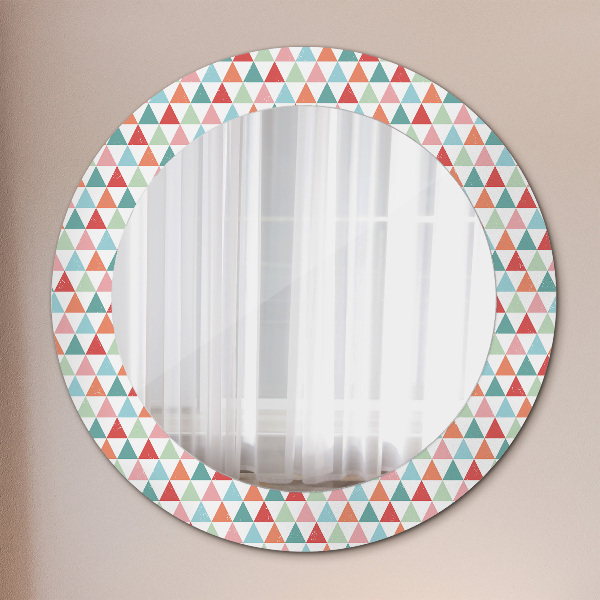 Round mirror frame with print Geometric pattern