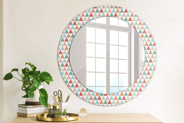 Round mirror frame with print Geometric pattern