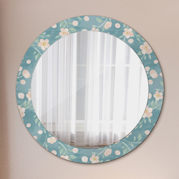 Round wall mirror decor Floral pattern