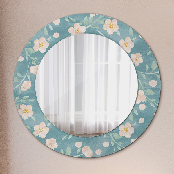 Round wall mirror decor Floral pattern