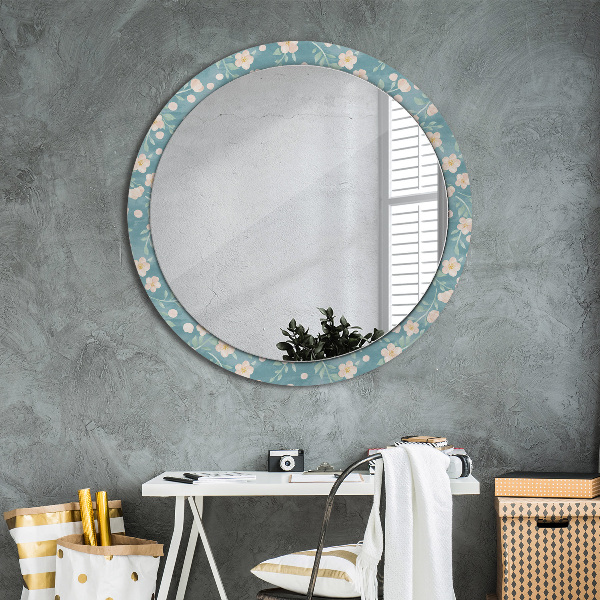 Round wall mirror decor Floral pattern