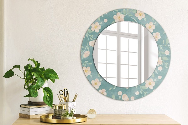 Round wall mirror decor Floral pattern