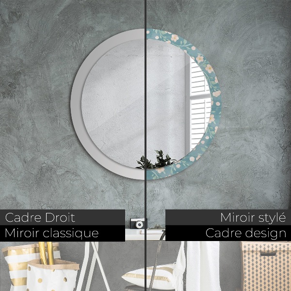 Round wall mirror decor Floral pattern