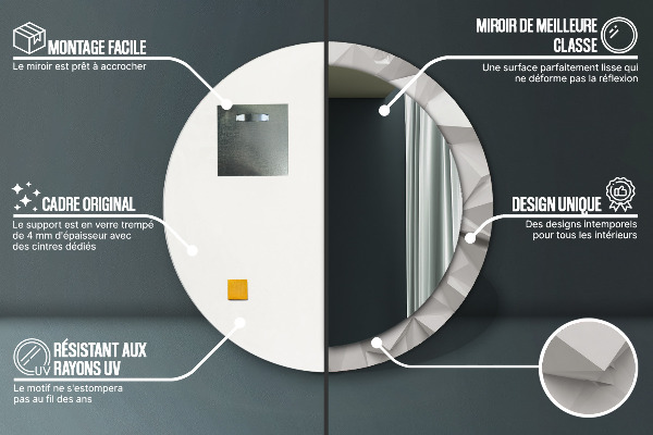 Round wall mirror decor Abstract white crystal