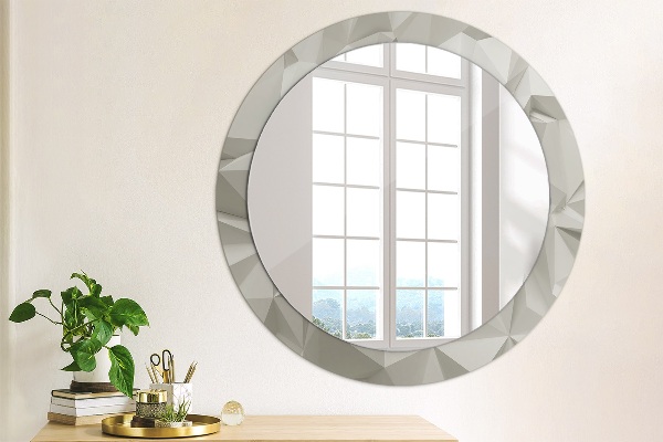 Round wall mirror decor Abstract white crystal